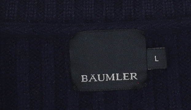 Bäumler Men’s Blue Wool Blend Full Zip Knit Jacket L
