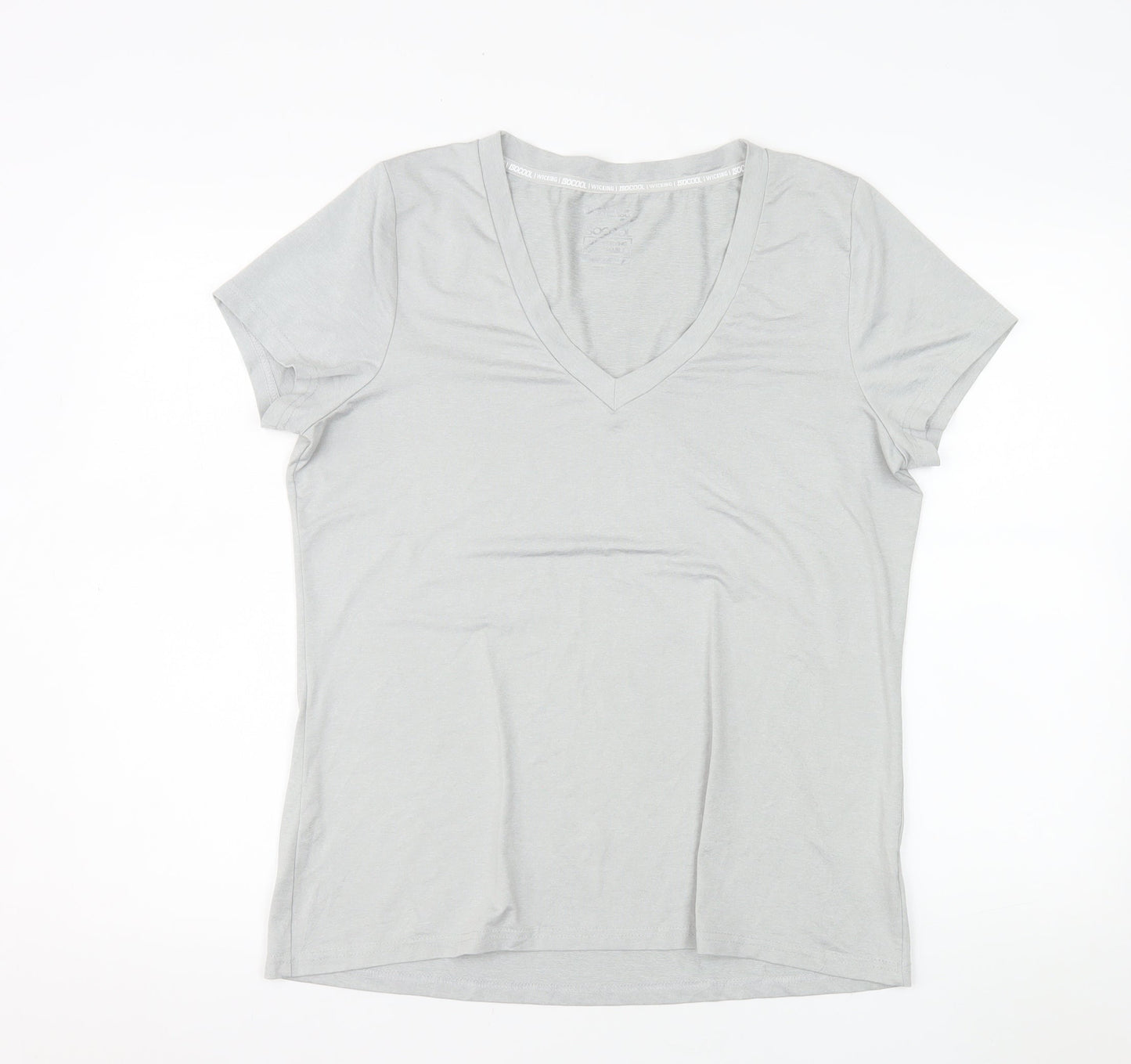 Mountain Warehouse Womens Grey V-Neck Short Sleeve Quick Dry T-Shirt Size L