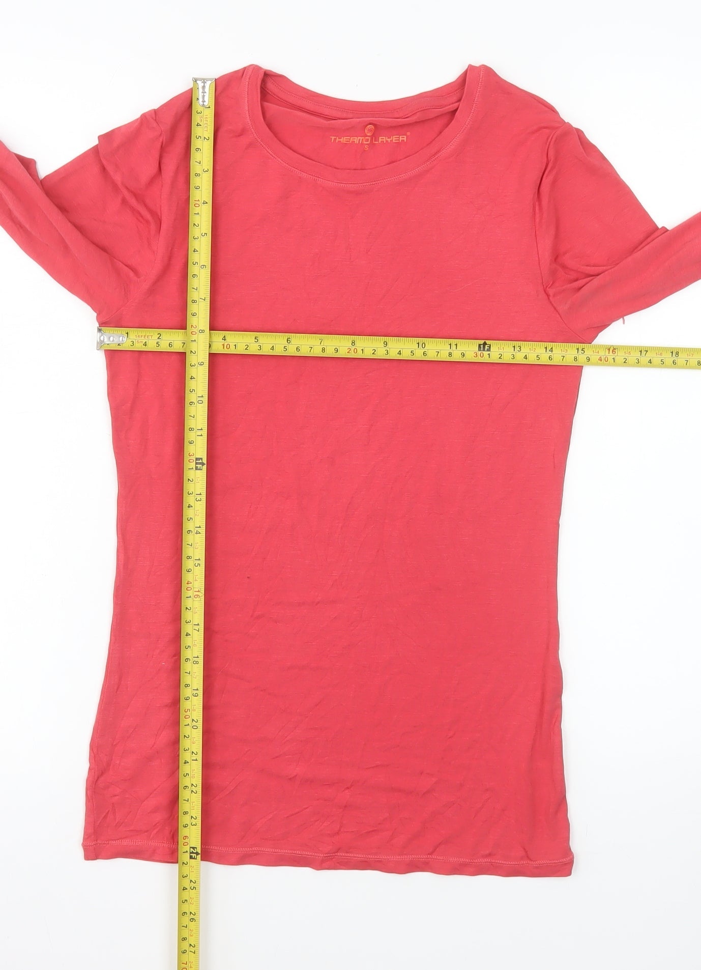 Thermo Layer Women's Red Long Sleeve Basic Stretch Top Size S