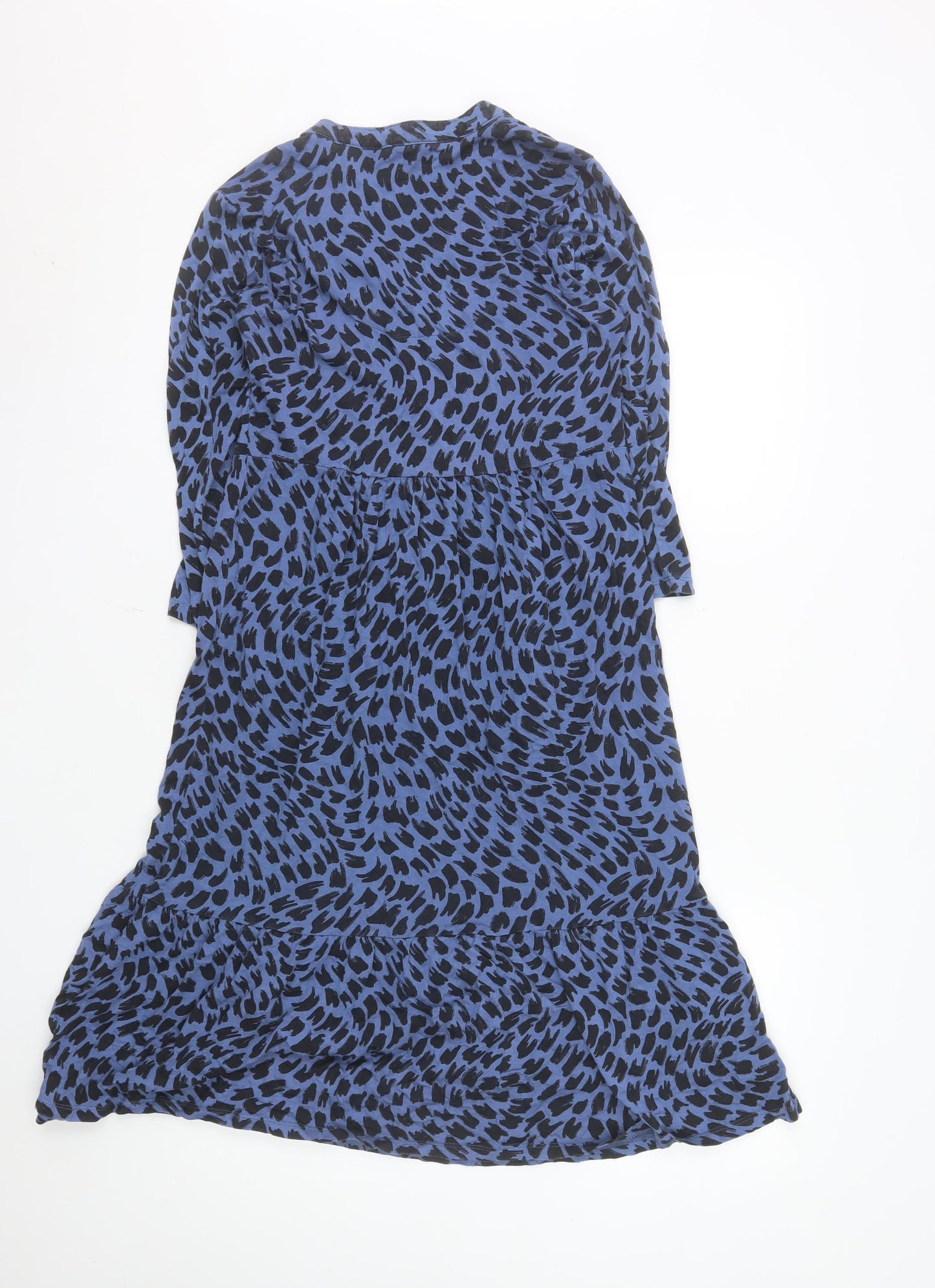 White Stuff Women's Blue Animal Print Midi A-Line Dress UK 8