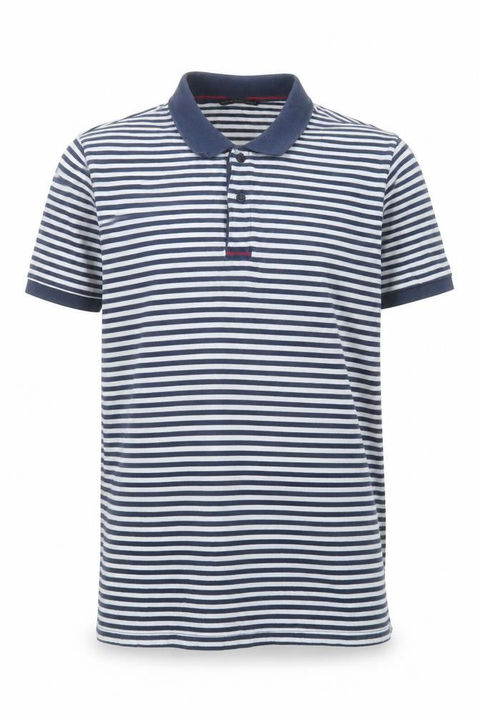 Mudo Collection Men's Blue Striped Cotton Polo Shirt Size L