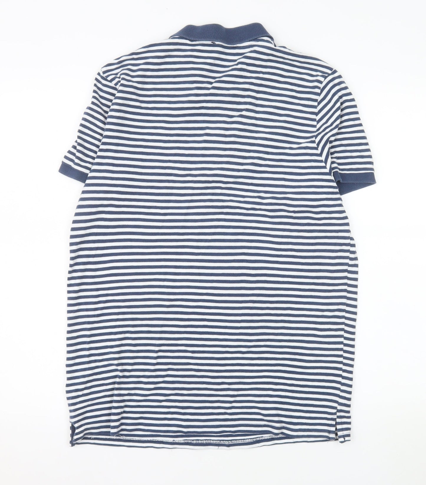 Mudo Collection Men's Blue Striped Cotton Polo Shirt Size L