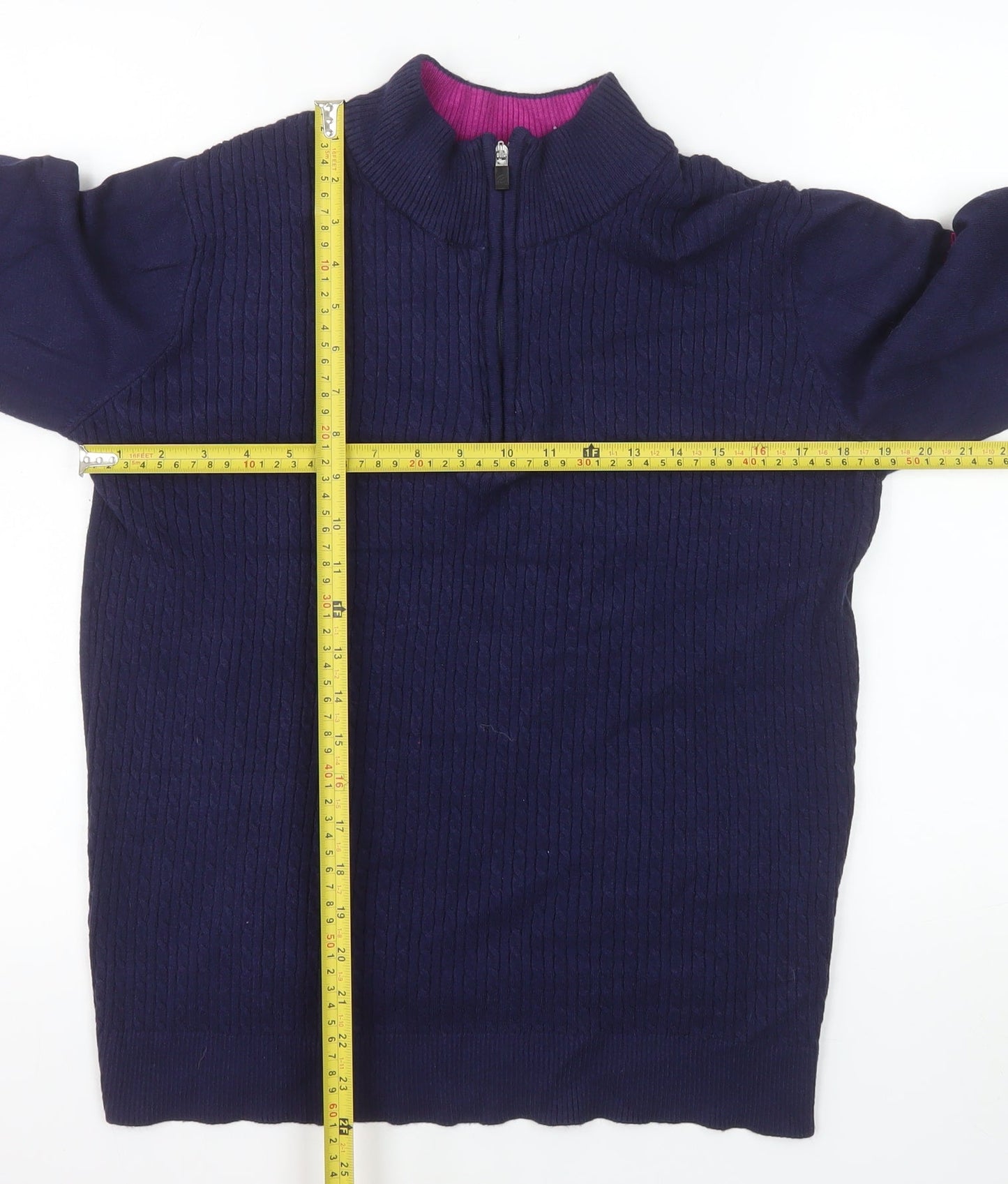 Benross Women's Navy 1/2 Zip Long Sleeve Pullover Sweatshirt Size 16