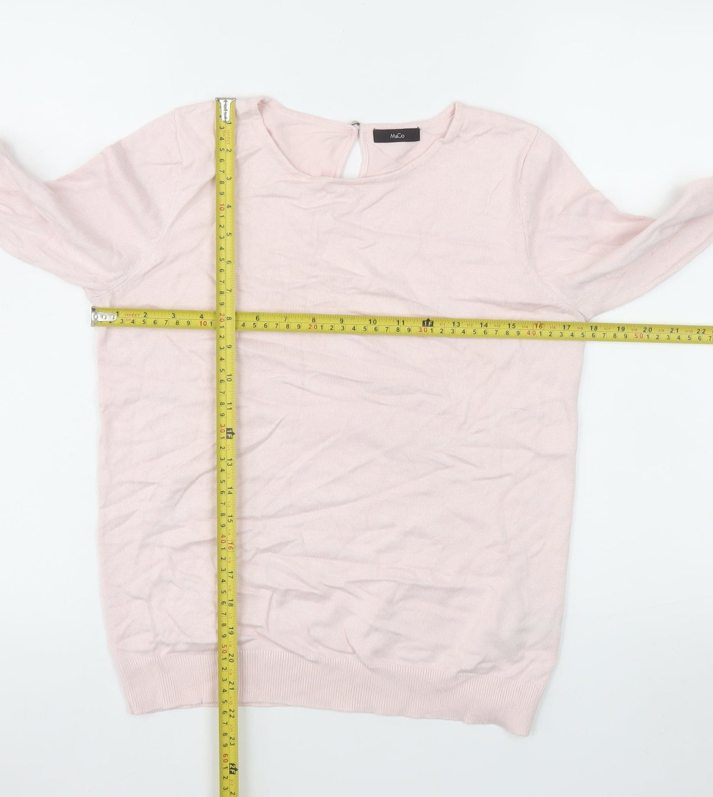 M&Co Women’s Pink Ruffle Cuff Tunic Top Size 12