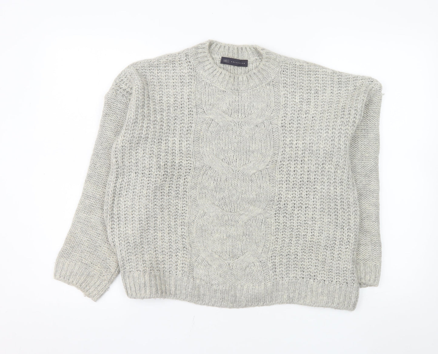 Marks and Spencer Women Grey Cable-Knit Jumper Size 12