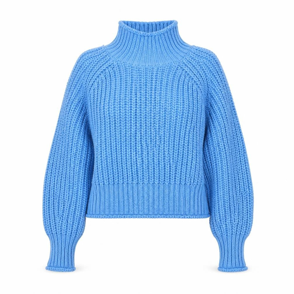 H&M Womens Blue Roll Neck Chunky-Knit Jumper Size 12