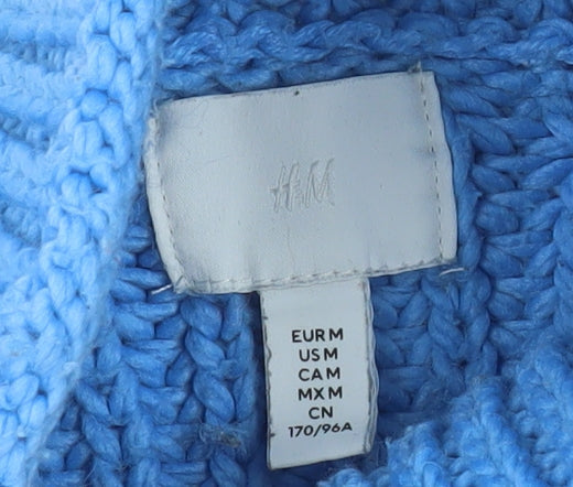 H&M Womens Blue Roll Neck Chunky-Knit Jumper Size 12