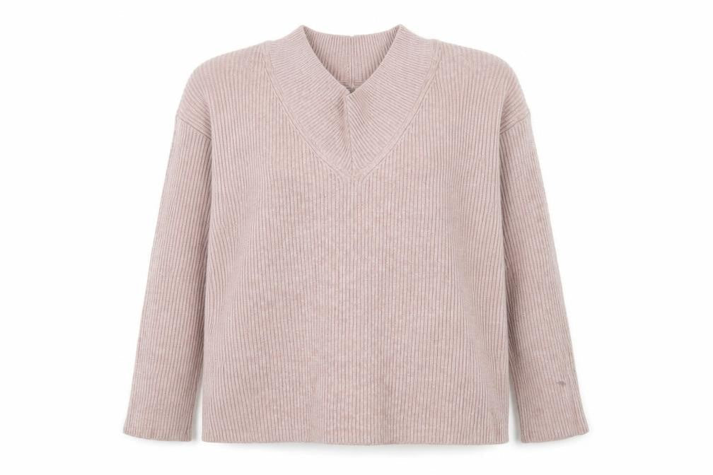 Next Womens Pink V-Neck Ribbed Knit Jumper Size 14