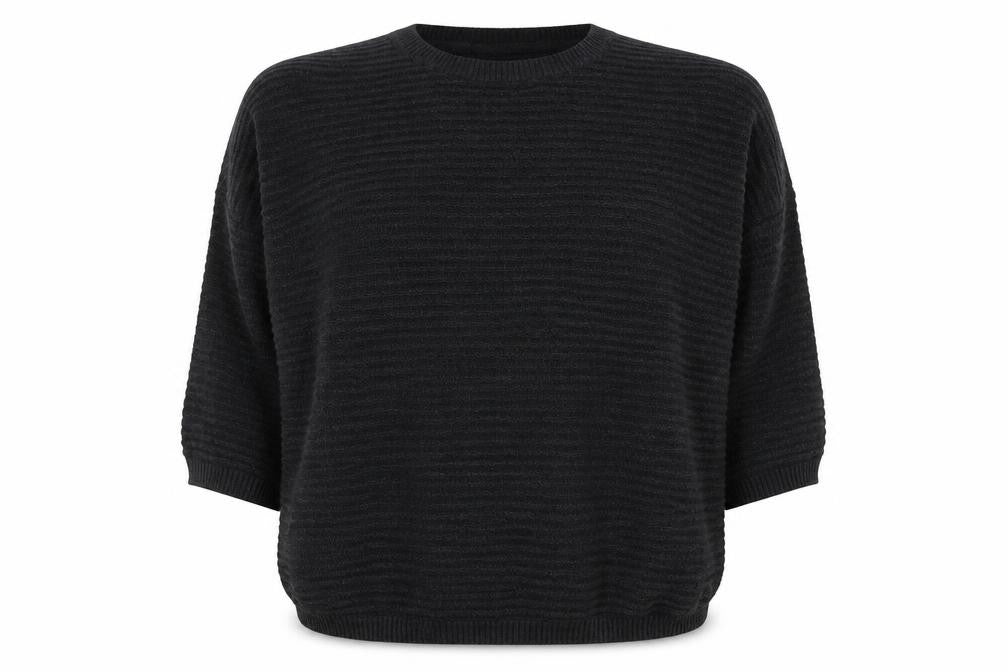 Fat Face Women's Black Cotton Knit Relaxed Pullover Jumper Size 14