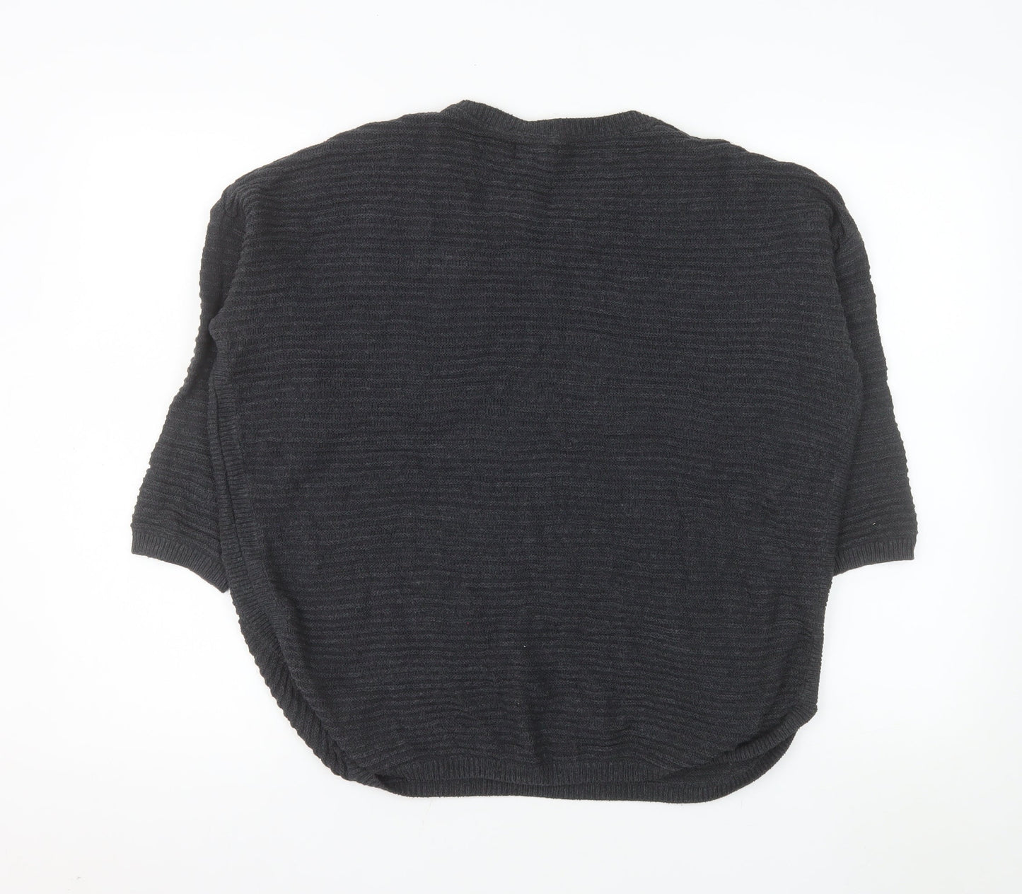 Fat Face Women's Black Cotton Knit Relaxed Pullover Jumper Size 14