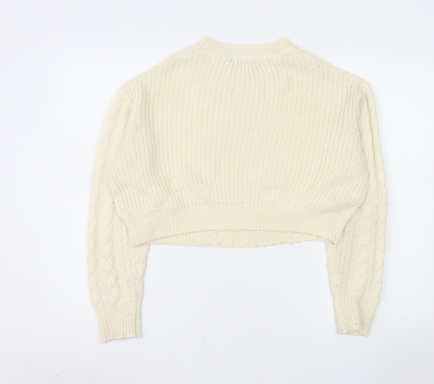 Brave Soul Women's Ivory Cable Knit Crew Neck Jumper Size 10
