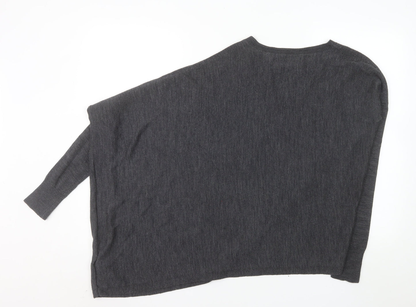 AllSaints Women’s Grey Merino Wool Asymmetrical Jumper Size S