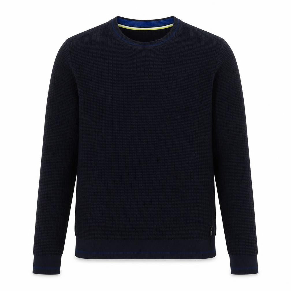 Ted Baker Men's Blue Cotton Waffle Knit Crew Neck Jumper Size L