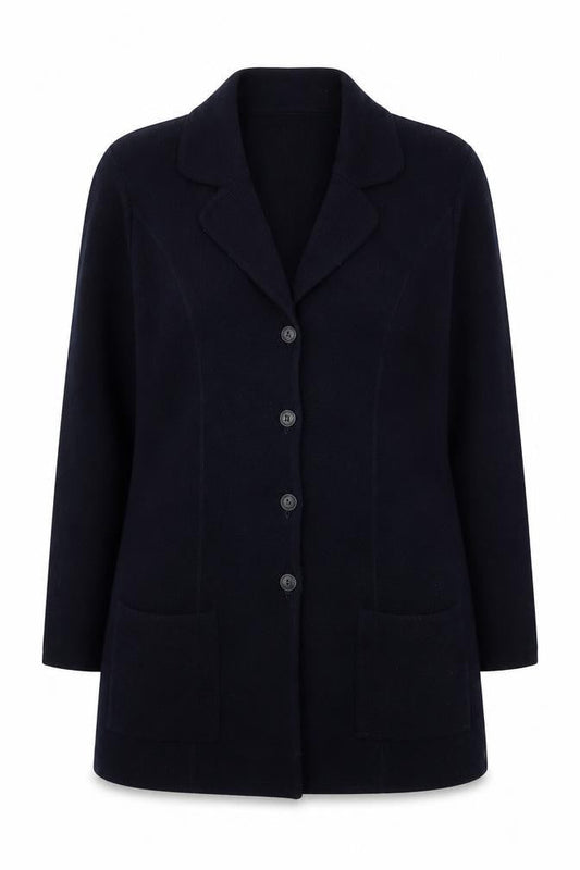 Marks & Spencer Women Black Wool Blend Mid-Length Blazer UK 14