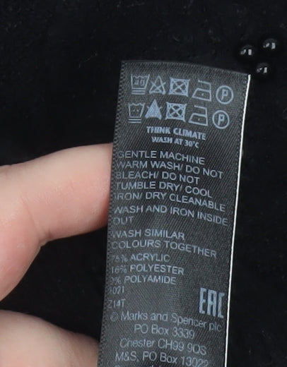 Marks and Spencer Womens Black Beaded Mock Neck Pullover Jumper Medium