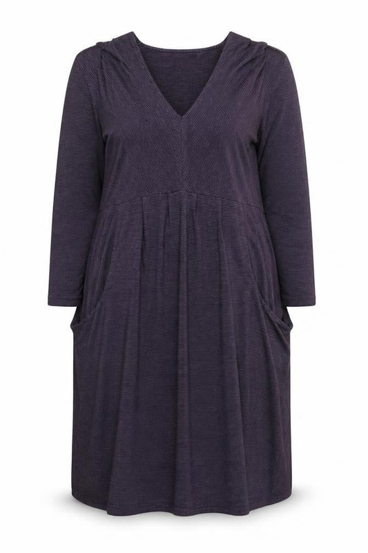 Kaliko Women’s Purple Striped Jersey V-Neck Shift Dress Size 14