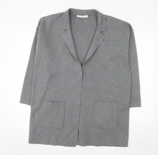 So Sweet Women's Grey Knit Long Coatigan L Relaxed Fit