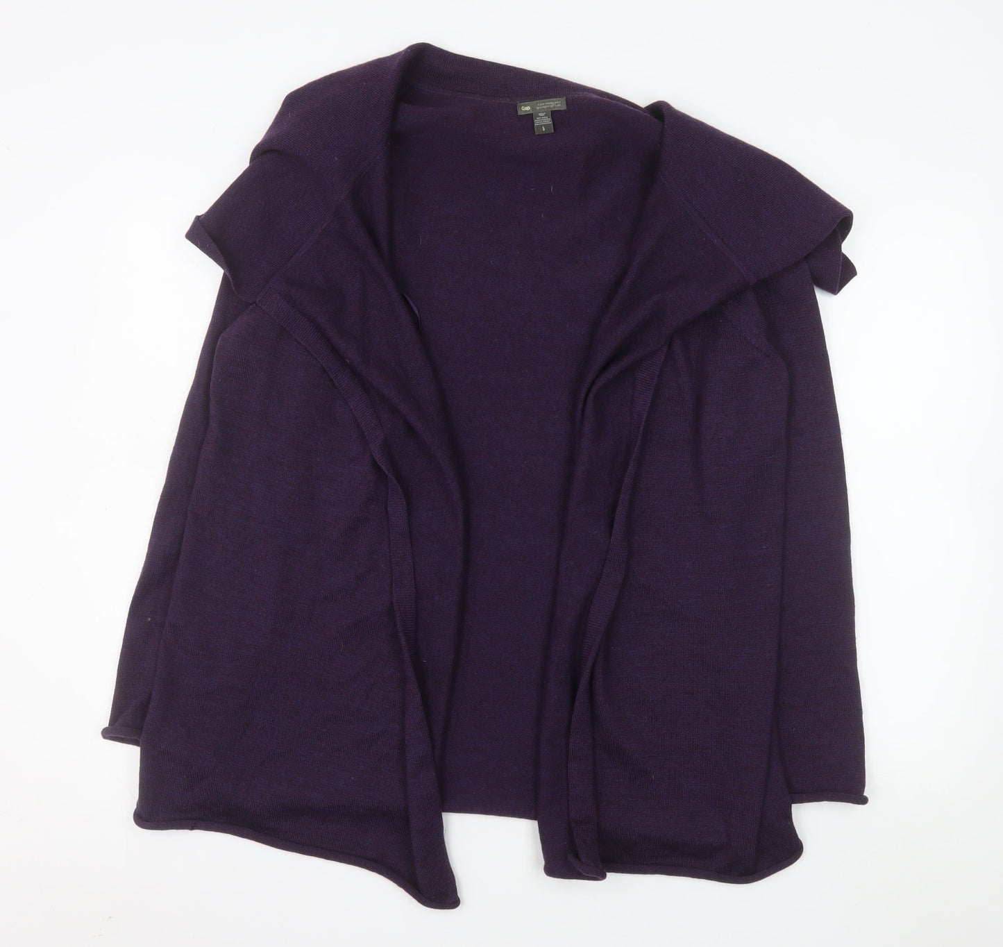 GAP Women Purple Italian Merino Wool Open Cardigan L