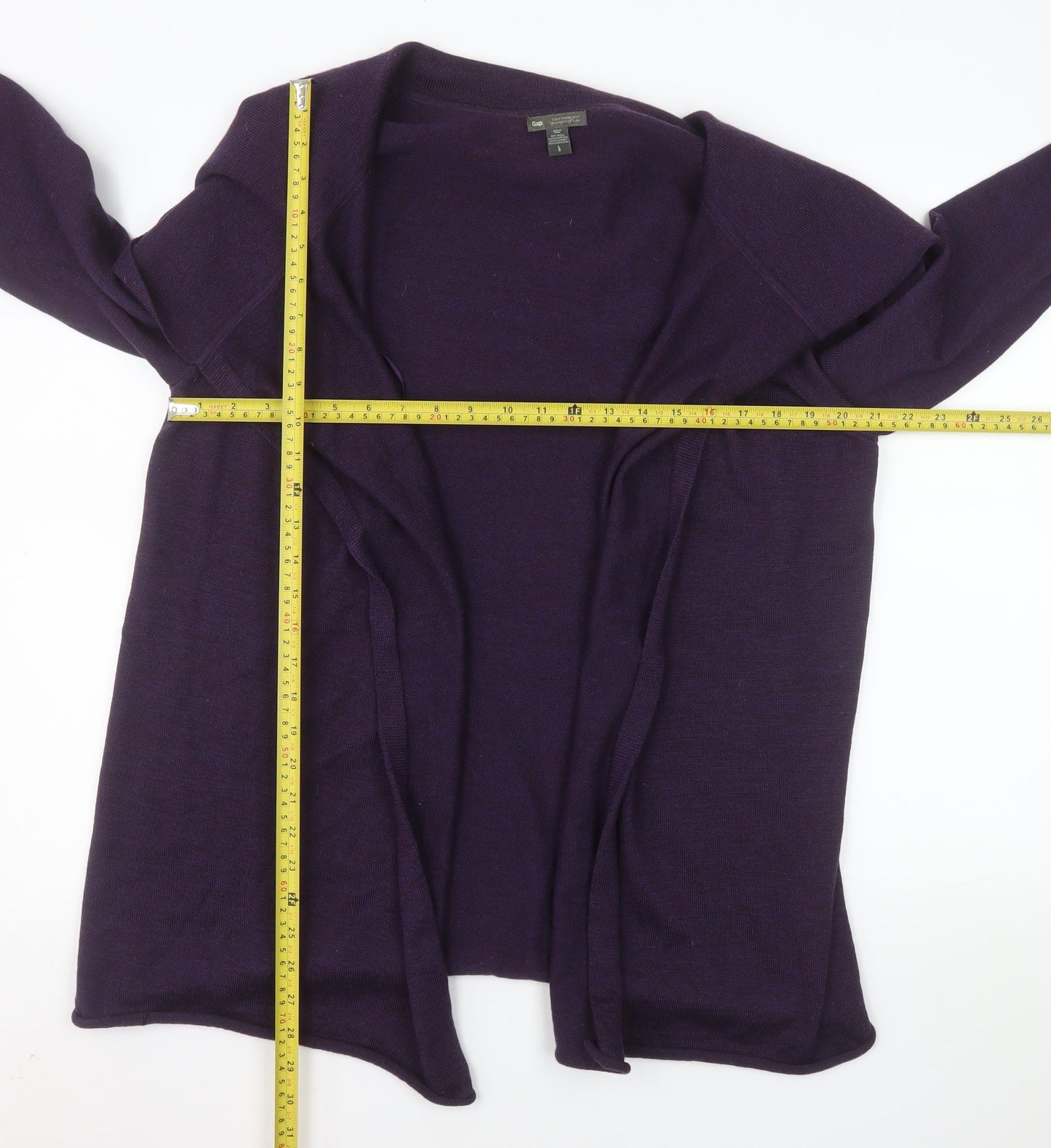 GAP Women Purple Italian Merino Wool Open Cardigan L