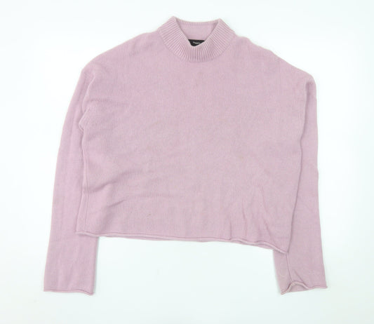 Theory Womens Pink Cashmere Mock Neck Long Sleeve Jumper L