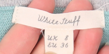 White Stuff Women’s Blue Cotton Pullover Jumper Size 8