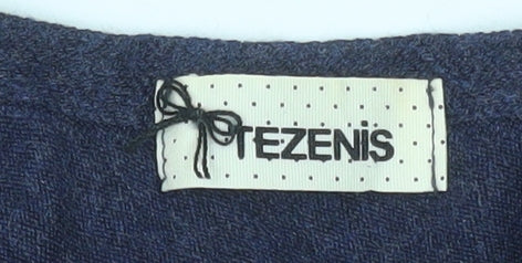 Tezenis Women Blue Cape Style Knit Jumper Size S Relaxed Fit