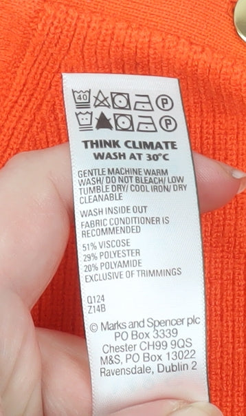Marks and Spencer Women's Orange XL Button Shoulder Jumper