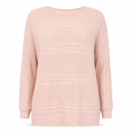 JD Williams Women's Pink Acrylic Crew Neck 3/4 Sleeve Pullover Jumper Size 16