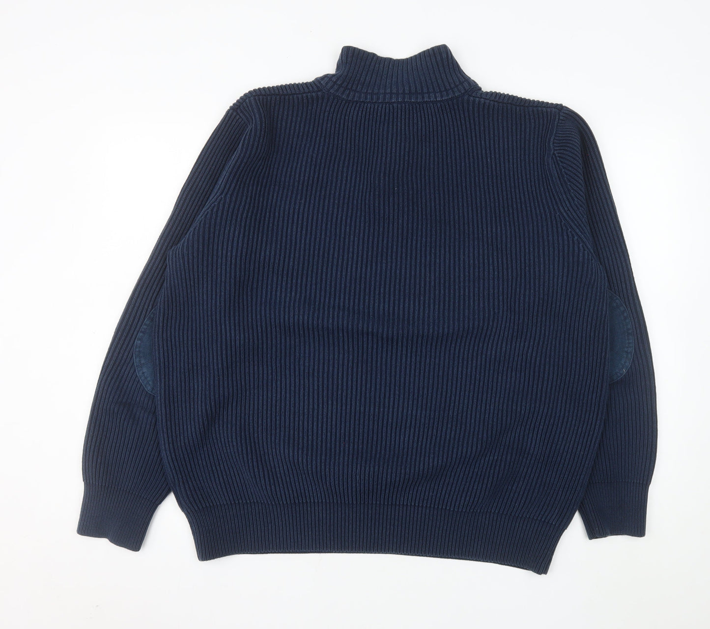 Crew Clothing Co. Mens Blue Cotton XL Mock Neck Henley Sweatshirt