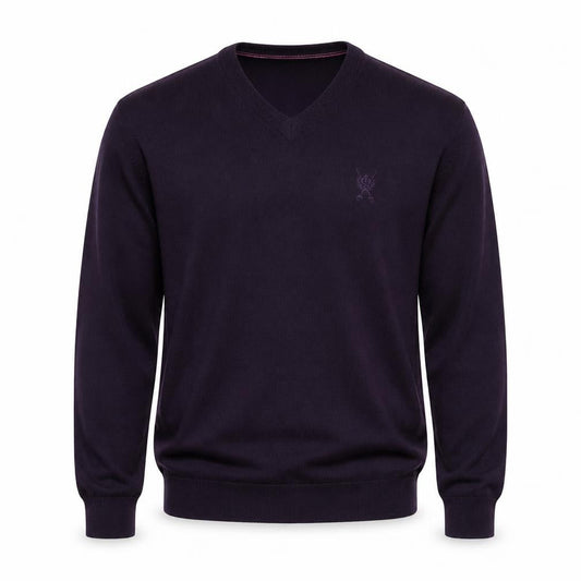 Jeff Banks Men's Purple XL Merino Wool Blend V-Neck Jumper
