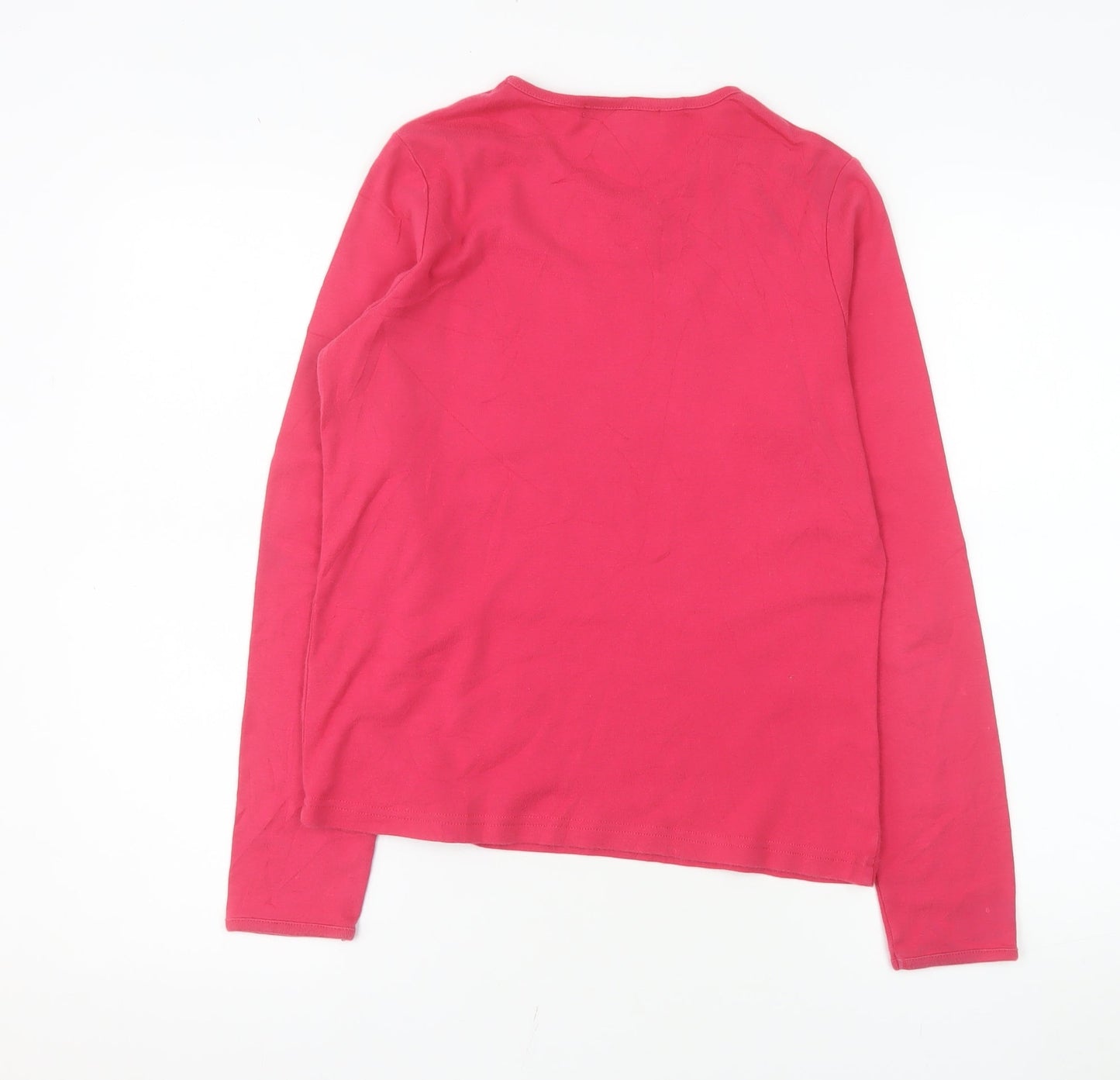 Racing Green Womens Pink Cotton Long Sleeve Keyhole T-Shirt Size 10