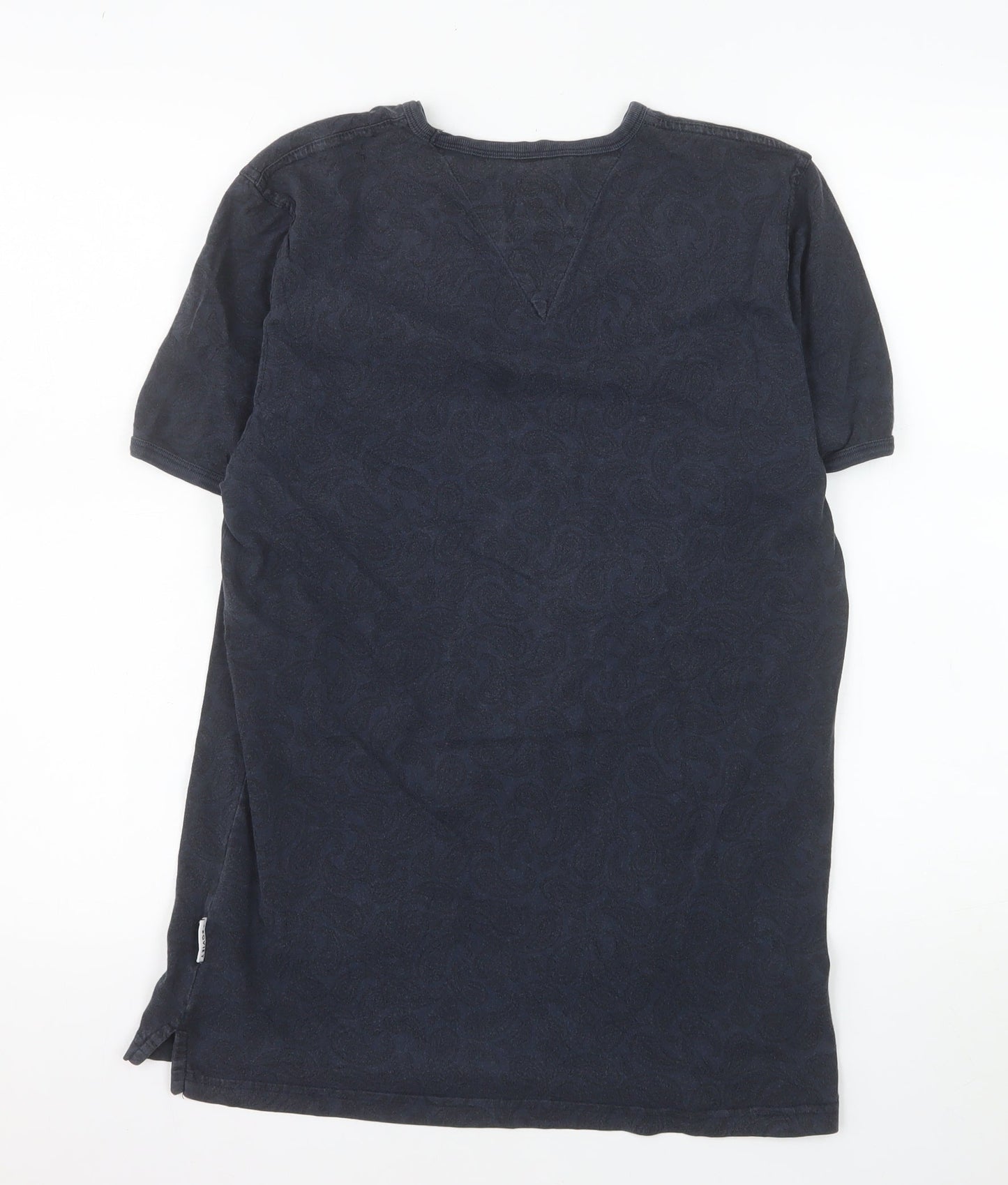 Soviet Men's Blue Paisley Cotton Crew Neck T-Shirt Medium