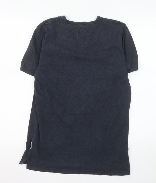 Soviet Men's Blue Paisley Cotton Crew Neck T-Shirt Medium