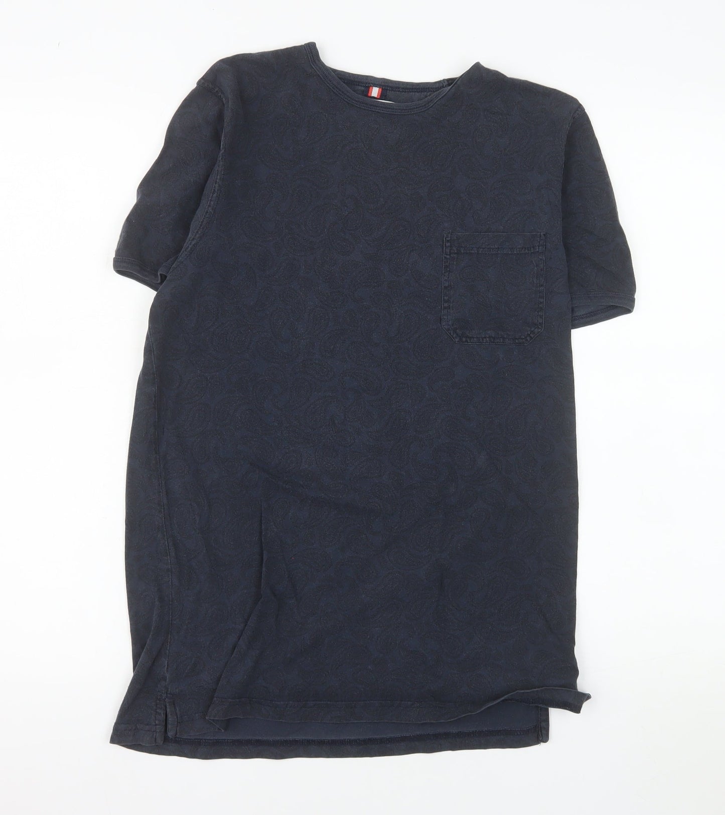 Soviet Men's Blue Paisley Cotton Crew Neck T-Shirt Medium