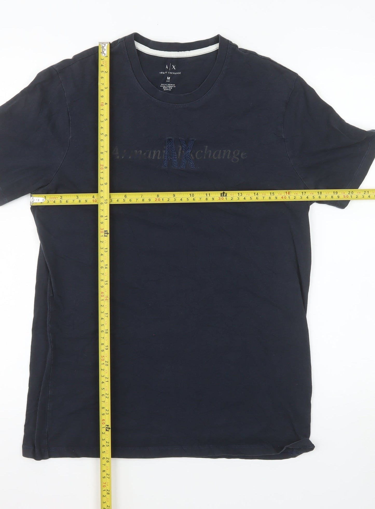 Armani Exchange Men's Blue Slim Fit Logo Crew Neck T-Shirt Size M
