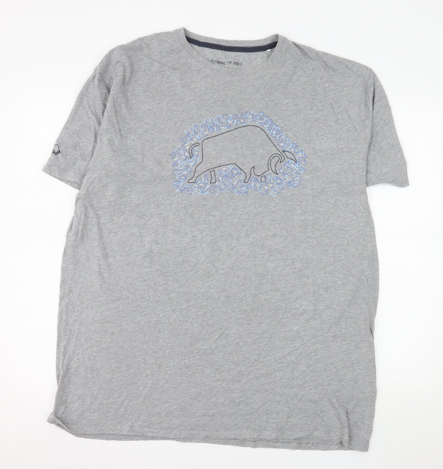Raging Bull Men's Grey 2XL Graphic Bull Cotton T-Shirt