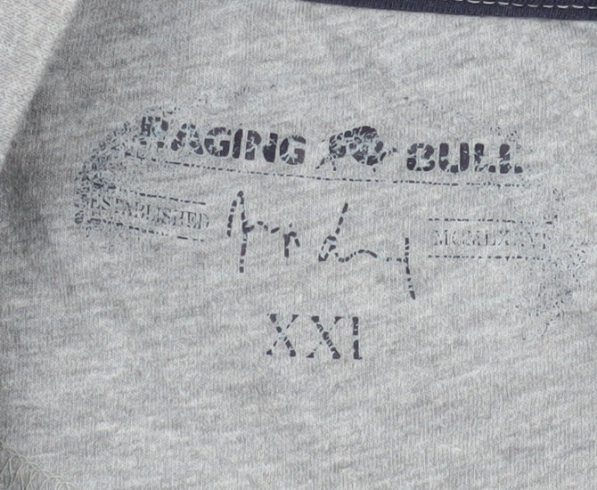 Raging Bull Men's Grey 2XL Graphic Bull Cotton T-Shirt