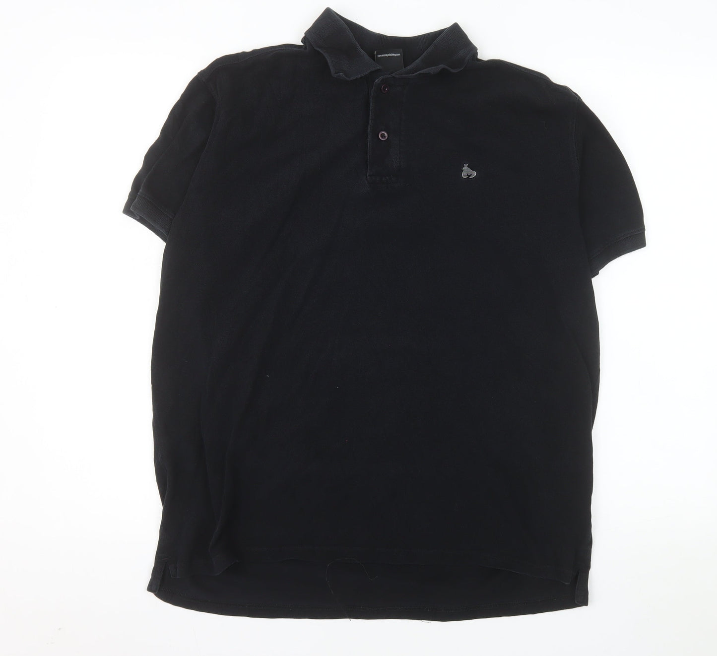 Money Men’s Black Cotton Polo Shirt Size L Regular Fit