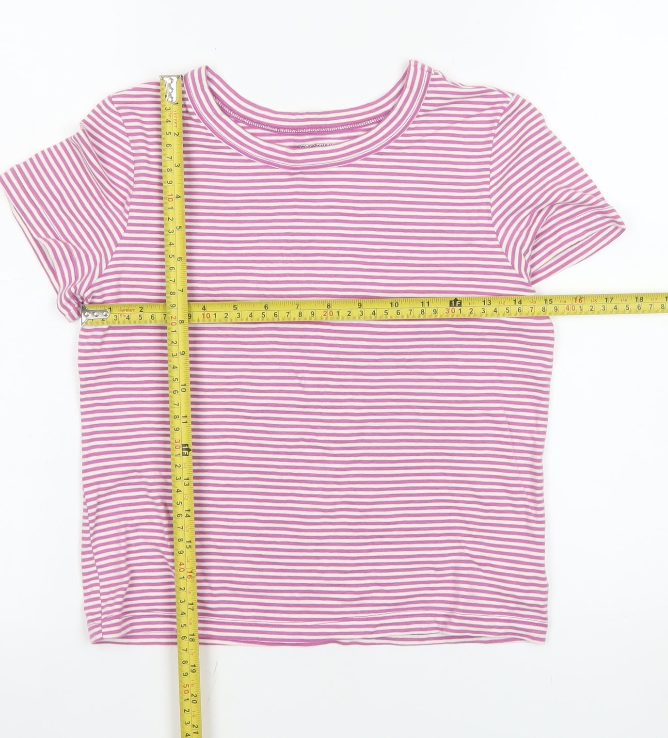 Old Navy Teens Pink Striped Fitted Short Sleeve T-Shirt XL
