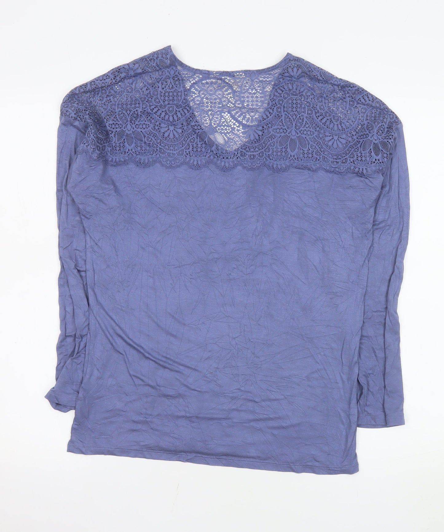 Marks and Spencer Women’s Blue Lace Shoulder Long Sleeve Viscose Blouse Size S