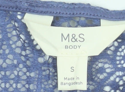 Marks and Spencer Women’s Blue Lace Shoulder Long Sleeve Viscose Blouse Size S