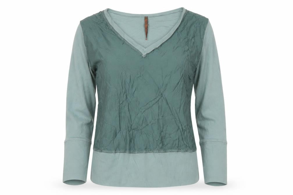 Language Los Angeles Women’s Green V-Neck Long Sleeve Blouse Size M
