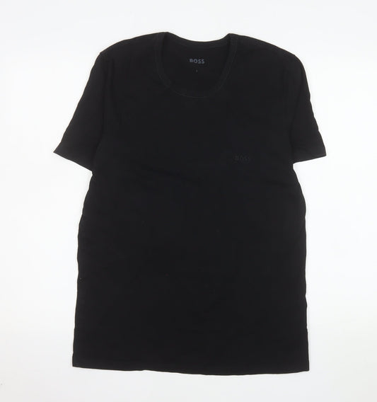 BOSS Men's Black Cotton Crew Neck Short Sleeve T-Shirt Size L