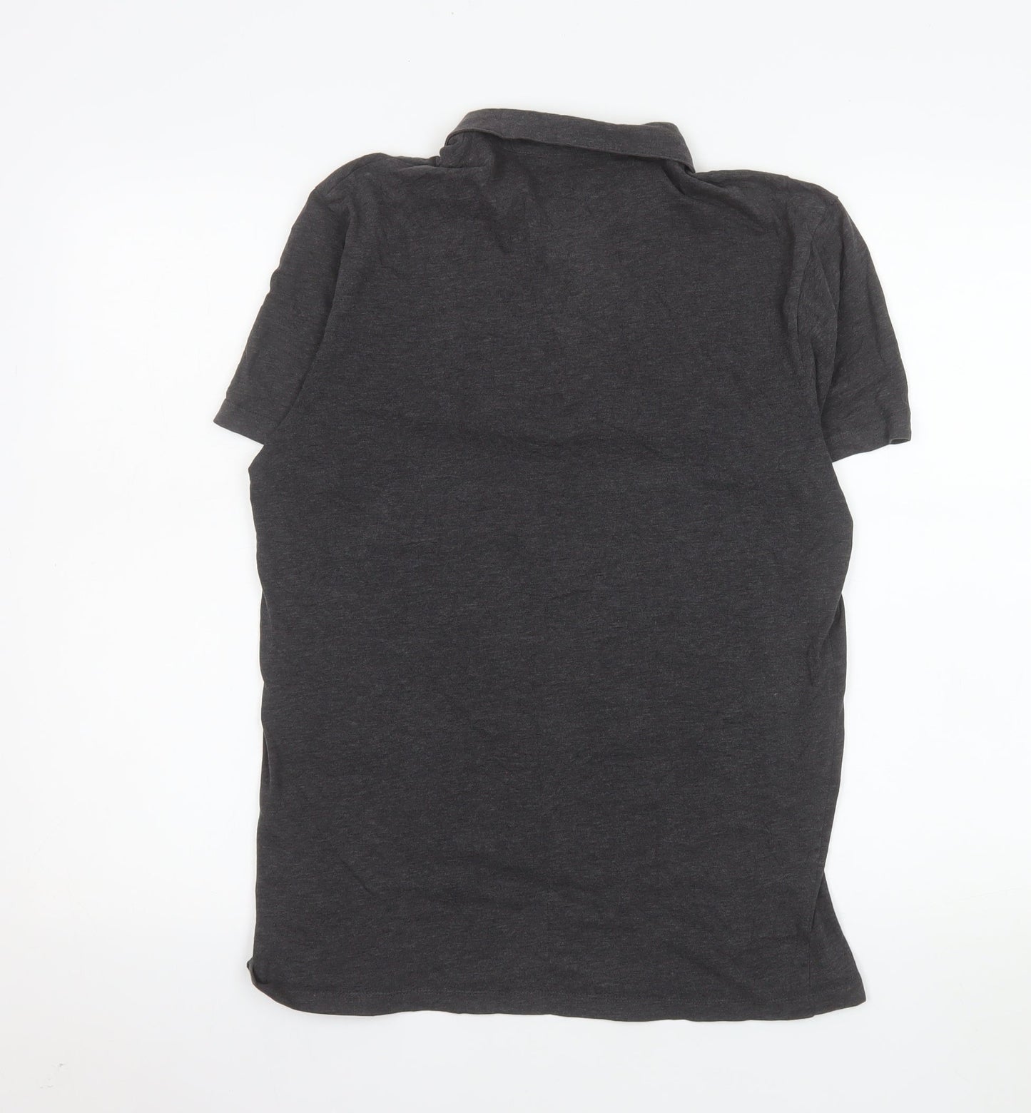 AllSaints Men's Black Slim Fit Short Sleeve Cotton Polo Shirt Size S