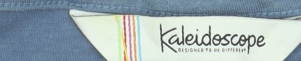 Kaleidoscope Womens Blue Cotton Floral Square Neck T-Shirt UK 10