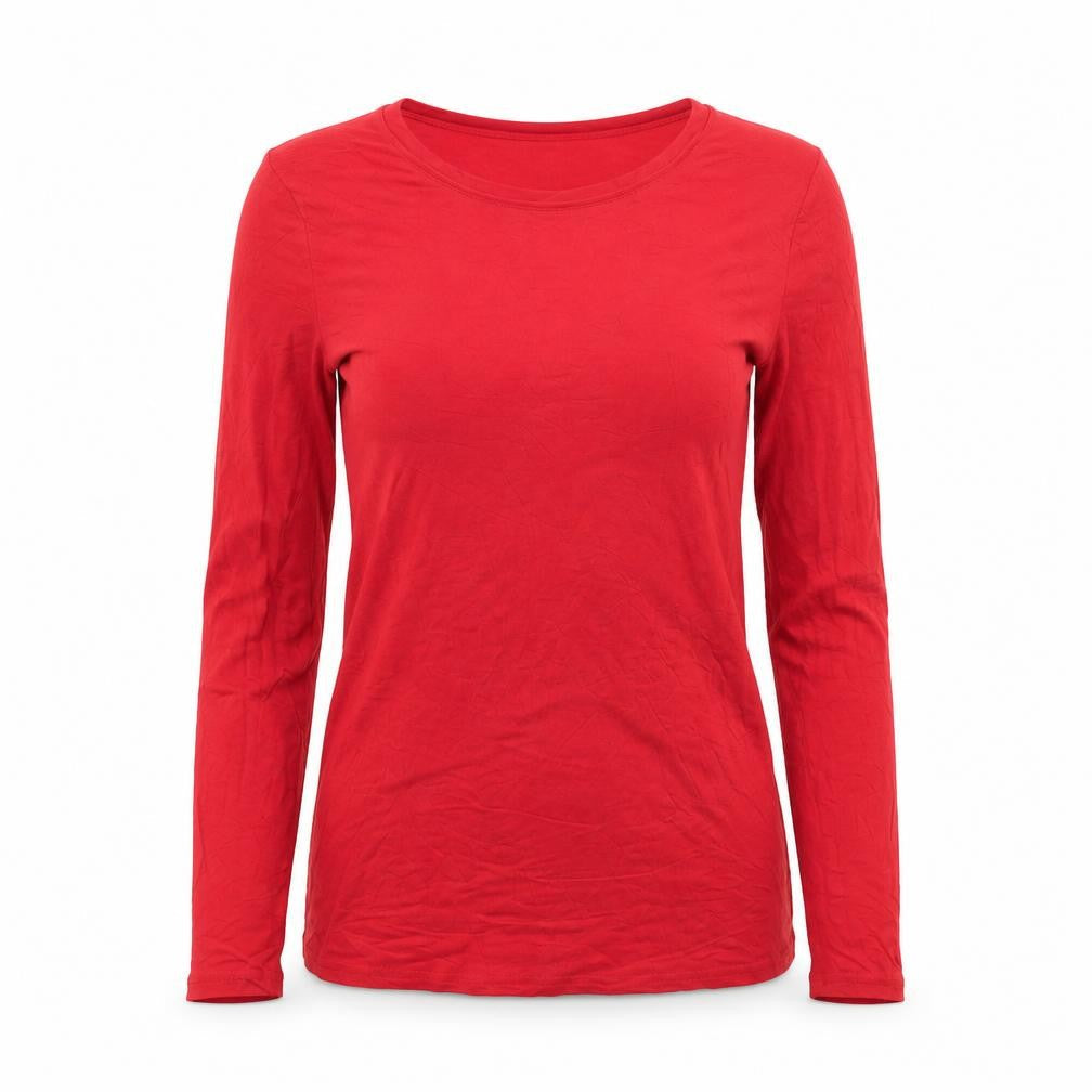 Oasis Women Red Long Sleeve Basic Viscose Stretch T-Shirt Size S
