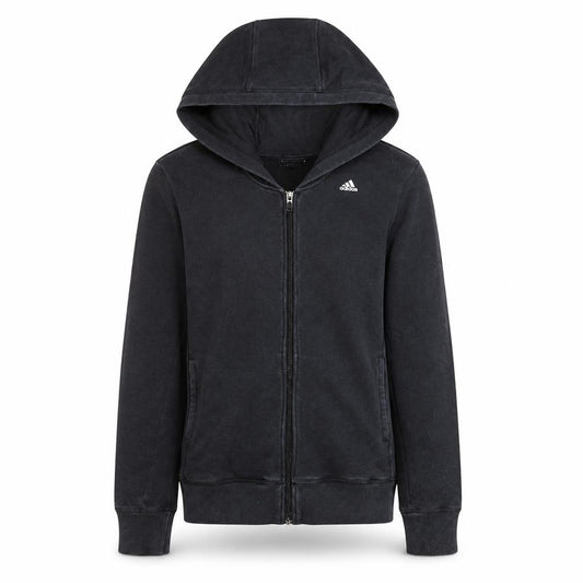 Adidas Womens Black Full Zip Hoodie Medium 12-14 Climalite Sweatshirt