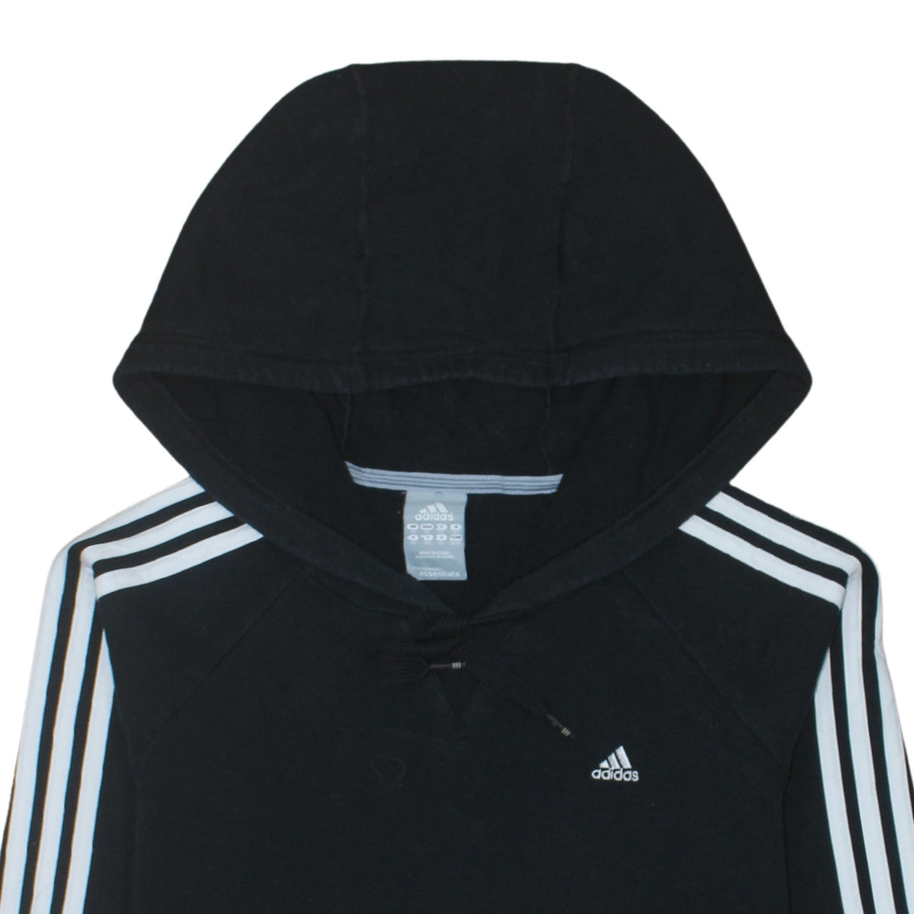 Adidas Women's Black Pullover Hoodie Size 14 with White Stripes