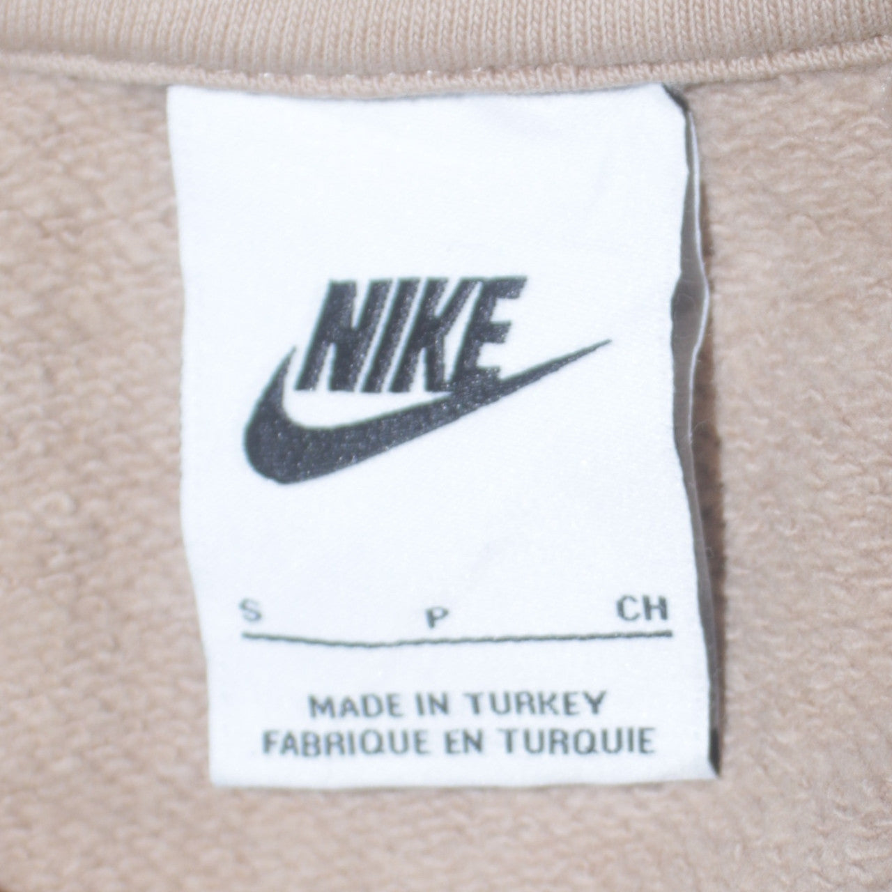 Nike Men's Beige Crew Neck Embroidered Logo Sweatshirt Size S