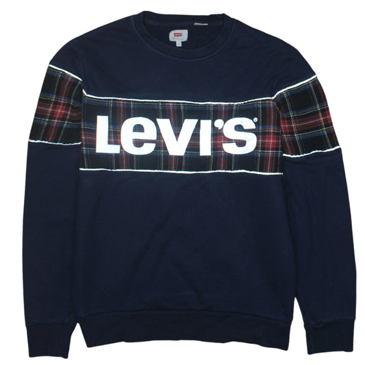 Levi's Men's Blue Plaid Logo Pullover Sweatshirt Size S